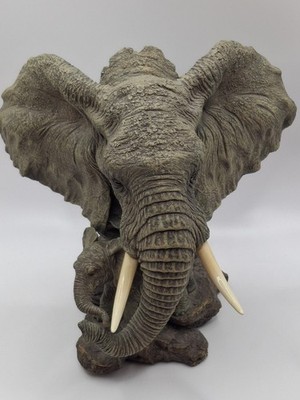 Westland Giftware #5662 Devotion Elephant & Calf Bust 2000 7.5'' Resin