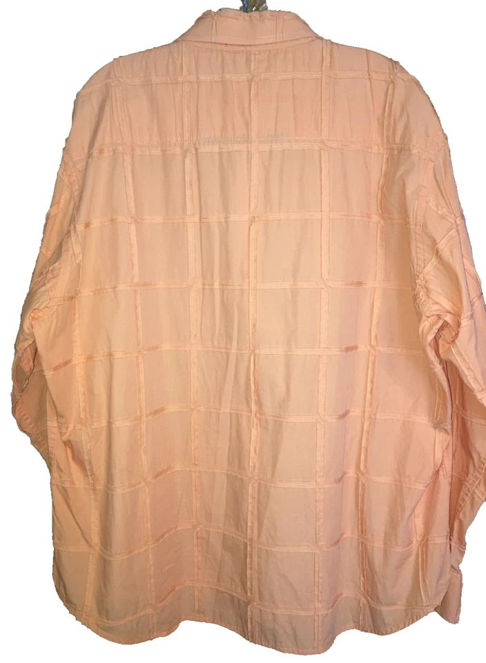 Camisa de Colección Años 90 Tulliano Para Hombres Talla XL Naranja Ventana Panel Textura Manga Larga Foto 3 de 4