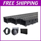 Effortless Drainage Solutions: Black Plastic Channel Drain with Grate - 3 Pack