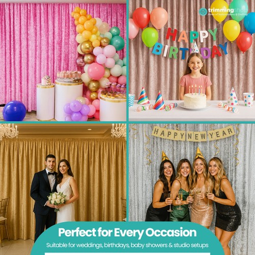 Party Stage Crushed Velvet Backdrop Curtains for Wedding Ceremony Drapes Party - Picture 123 of 123