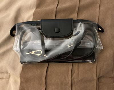 Clear PVC Carrying Bag with Black Trim, Zipper Closure and Shoulder Strap
