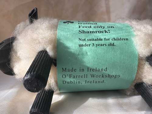 Vintage Handarbeit Wolle "Wild Irish Sheep" Figur beflockt Holz Irland - Bild 6 von 7
