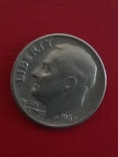 1967 No Mint Mark Roosevelt Dime Toning/rim Error - Picture 2 of 9