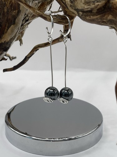 Hematite Bead.Sterling Silver Earrings Perfect Mothers Day Gift - Picture 17 of 23