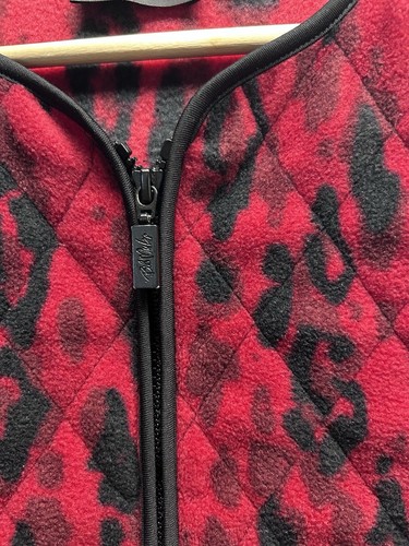 Bob Mackie Wearable Art Women’s Medium Red Black Leopard Full Zip Fleece Vest - Picture 2 of 8