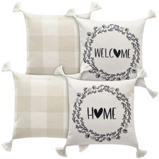 Set of 4 Plaid Throw Pillow Covers, 18x18 Inch Decorative Farmhouse Pillow Cases
