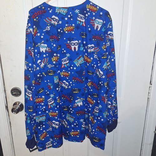 NWT Dickies Scrub Top~Jacket~Dental~Teeth~Brush~Floss~Rinse~Pockets~4XL - Picture 10 of 10