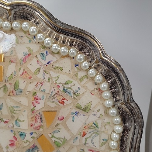 Minton Cuckoo SP Round Footed Tray Mosaic Handmade Embellished 14 3/4" - Picture 4 of 7