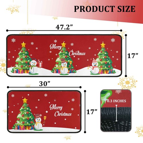 Christmas Kitchen Rug Set (2 PCS), Merry Christmas Snowman Indoor Kitchen Mat... - Picture 2 of 8