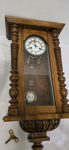 Antique German Junghans Wall Clock R&A Pendulum Wind Key 8-Day Strike Gong Works - Picture 17 of 23