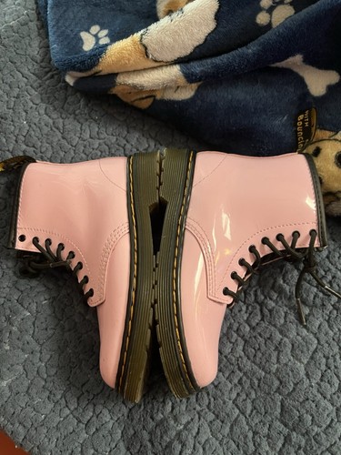 Dr. Martens 1460T Pink Leather Round Toe Lace Up/Zip Ankle Boots Girls Size 10 - Picture 8 of 10