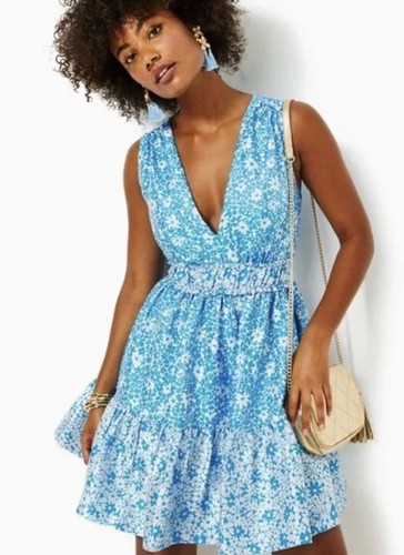Lilly Pulitzer blau Blumen Fabiana Jacquard ärmelloses Kleid NEU RTL $ 278 GRÖSSE 14 - Bild 1 von 10