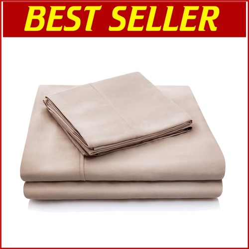 Nature-Inspired TENCEL Lyocell Queen Sheet Set - Silky Soft Ecru for All Seasons - Picture 1 of 11