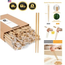 50 Pairs Chopsticks Disposable Reusable 9.5" Individually Wrapped Bulk Quality