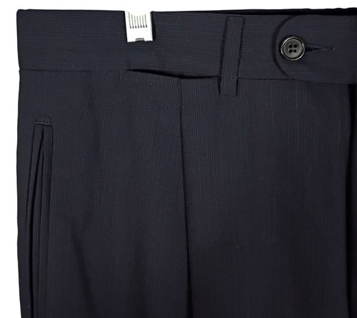 Traje de Lana Azul Marino Dos Piezas Ermenegildo Zegna Años 90 De Colección 50R 40R Pantalones 32X30 - Imagen 8 de 14