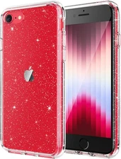 JETech Glitter Case for iPhone SE 3/2 (2022/2020 Edition), 8/7, Clear 