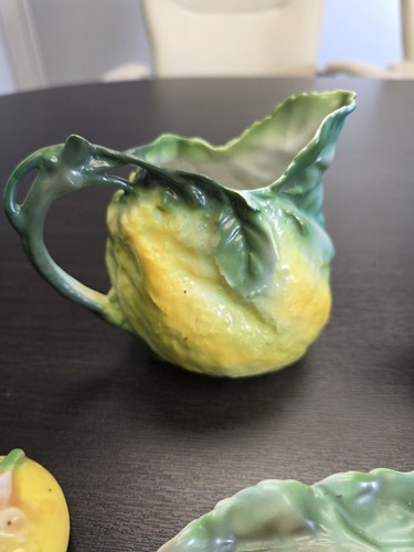 Vintage Royal Bayreuth Figural Lemon Citrus Set, Creamer. Pot, Plate, Two lids  - Picture 2 of 15