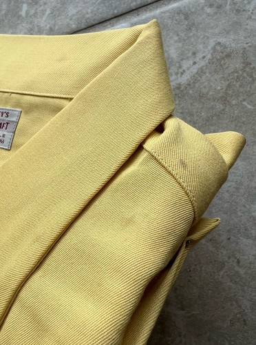 VTG 50’s Penney's Towncraft Gabardine Rayon Button Down Shirt L Yellow NOS Flaws - Picture 10 of 23