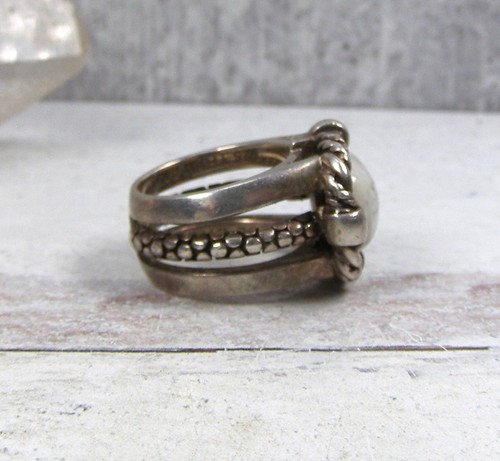 Sterling Silver White Howlite Michael Dawkins Statement Rope Border Ring 4.25 - Picture 4 of 7