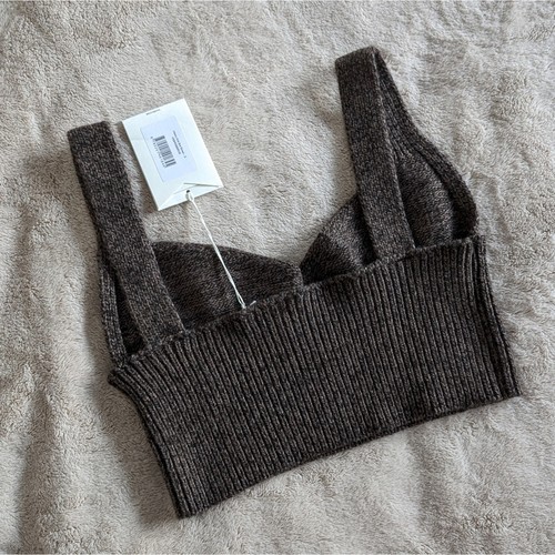 NWT Vaara Heavy Knit Wool Blend Brown Cropped Bra Top, size S - Picture 4 of 9