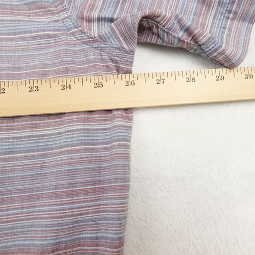 prAna Shirt Mens 2XL Blue Red Gray Striped Button Up Standard Fit Casual Summer - Picture 6 of 7