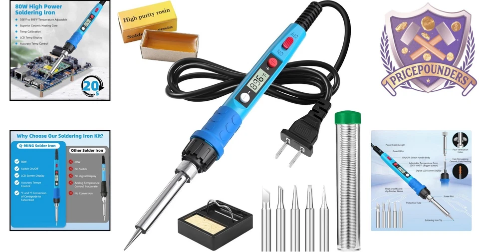 80W Soldering Iron Kit Digital LCD Metal Jewelry Repair Welding Tools - Image 2 of 4