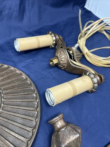Antike REMBRANDT R7947 Stehlampe Art Deco Mission Sockel Fassungen Bruch Endstück - Bild 8 von 24