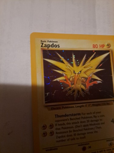 Zapdos Pokémon Card 80 HP Thunderstorm Holo Rare 1999 1st Edition - Picture 5 of 11