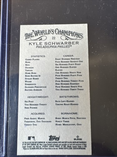 2023 Topps Allen & Ginter X Mini Kyle Schwarber 22 Phillies - Bild 2 von 2