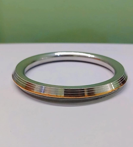 Stainless Steel Punjabi Sikh Gents Heavy Kada Bangle Bracelet With Stylish Gold - Picture 2 of 5