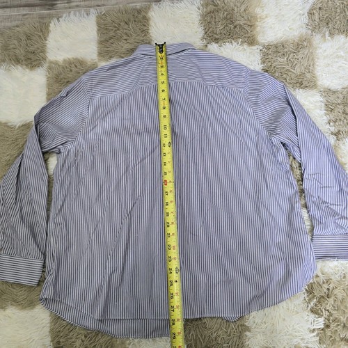 Lauren Ralph Lauren Purple Stripe No Iron Button Up Shirt Top Blouse 2X - Picture 7 of 8