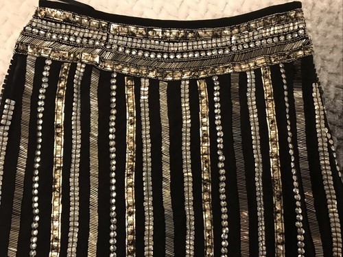 Indian Mid Eastern Glass Bead Metallic Sequin Size M Skirt By Satnam - Picture 12 of 18