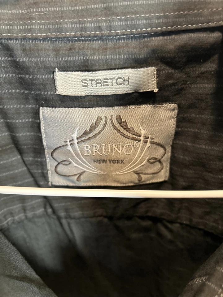 Bruno New York Button Up Shirt Black Stripe Short Sleeve Casual Men’s 2XLB - Image 3 of 4