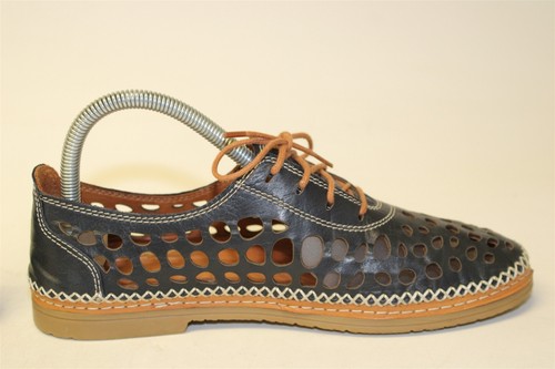 Spring Step Bernetta Slip On Lace Up Loafer Women Size 8.5 39 Navy Leather Shoes - Picture 6 of 24