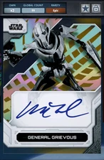 GENERAL GRIEVOUS HIGH TEK 2024 W2 SIGNATURES B&W GOLD EPIC Star Wars Card Trader