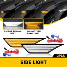 Bright Smoke LED Side Marker Lights Switchback Signal For 16-21 Honda Civic EAP