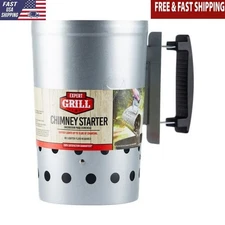 Charcoal Chimney Starter W/ Safety Handle Durable Grilling Tool Easy to Use