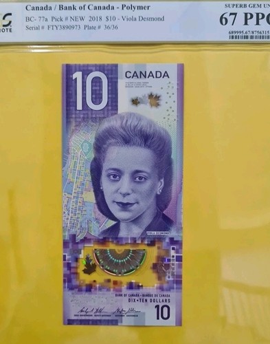 2018 CANADA $10 "Commemorative" PCGS67 PPQ SUPERB GEM UNC/Polymer@Viola Diamond@ - Picture 3 of 6