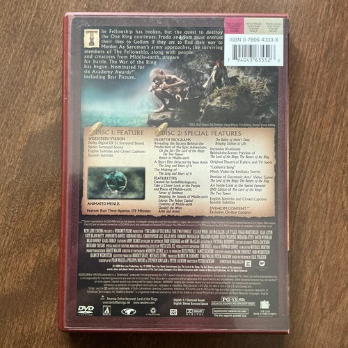 The Lord of the Rings: The Two Towers (DVD 2003 2-Disc Set Widescreen) Near Mint - Picture 2 of 3