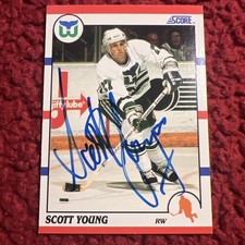 Scott Young 1990-91 Score Auto #21 autograph Hartford Whalers