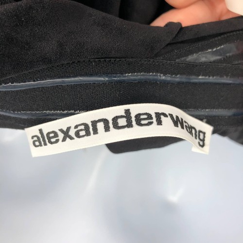 Alexander Wang Womens Off The Shoulder Mini Dress XL Black Faux Suede Party - Picture 11 of 13