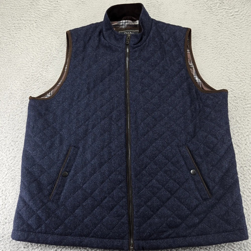Jos. A. Bank Jacket Mens XL Blue Herringbone Sleeveless Lined Wool Blend Preppy