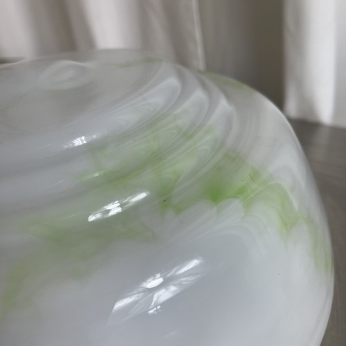 Vintage Fly Catcher Light Shade White Marbled Green Glass Pendant 1930s Antique - Picture 5 of 9