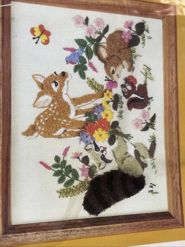 Vintage Creative Circle Embroidery Kit #536 "Forest Friends" 8 X 10 Bambi & Co - Picture 10 of 11