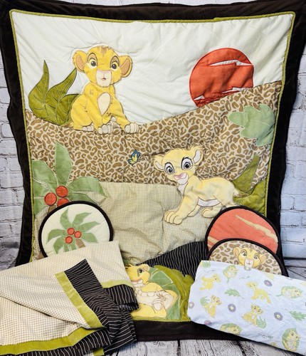 Vintage Disney Baby König der Löwen Simba 6-teiliges Kinderzimmer Krippe Bettwäsche Set Bettdecke Rock