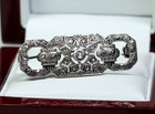 900 Argent - Broche Antique Art Déco - Diamants