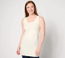 Women with Control Attitudes by Renee Washed Cotton Long & Lean Tank Top Ivory X