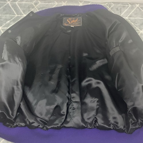 Vintage Sichel Varsity Jacket Wool Leather DD Vision Inc Logo Black Purple XL - Picture 9 of 15