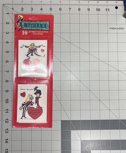 Vtg Beetlejuice Cartoon Valentines Stickers Unpunched 4 Pack Lot 1990 Geffen NEW - Picture 15 of 20