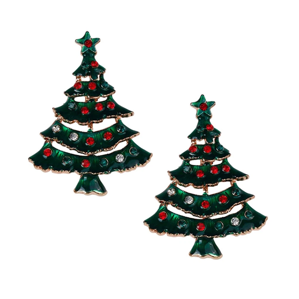 TENDYCOCO 2 Spille Albero Di Natale Vintage Con Strass - Verde, Medie, Lucide, Per Maglioni, Borse, Cappelli - Decorazioni Natalizie E Feste Invernali - 4